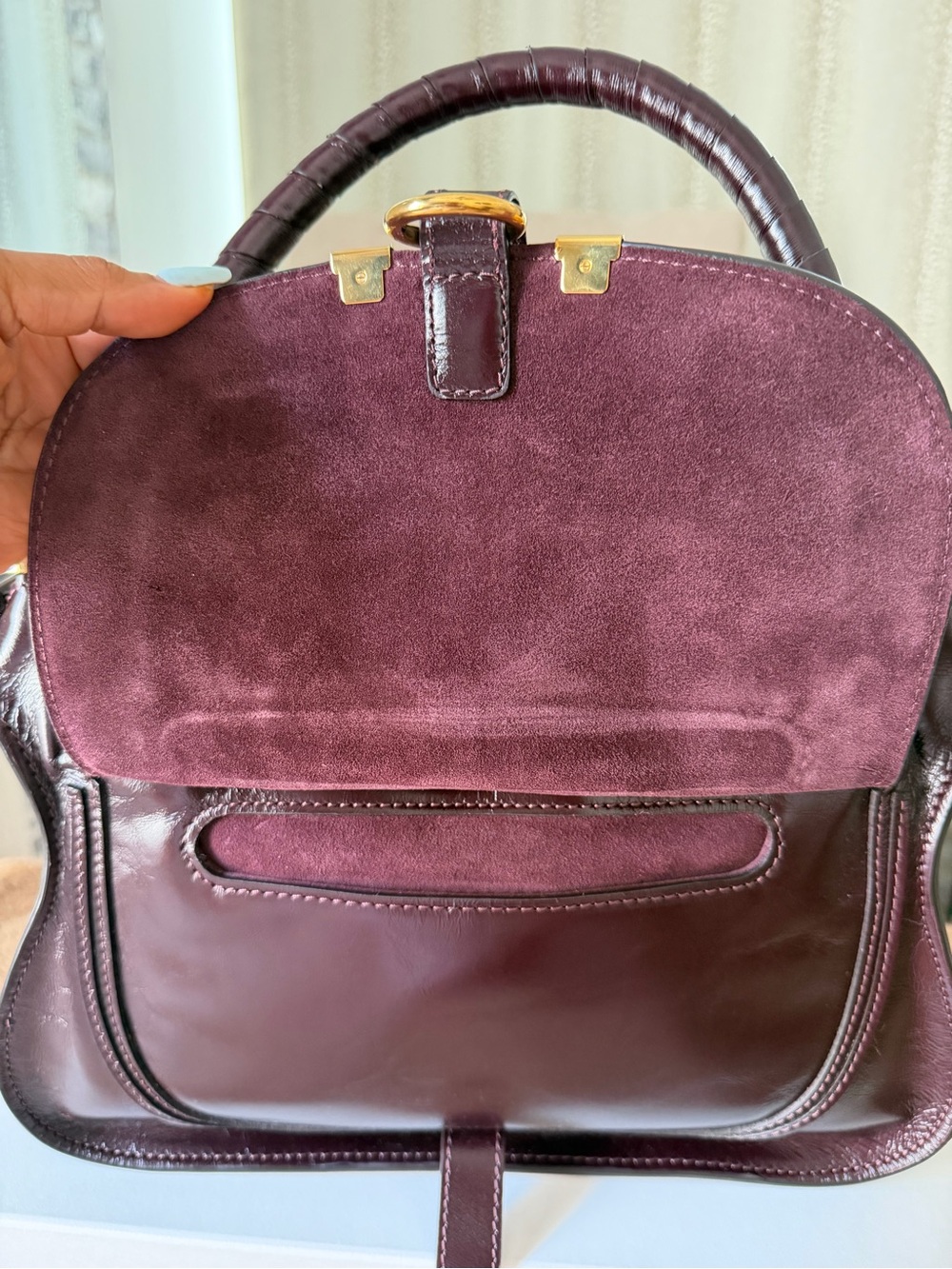 Chloe Small Top Handle Bag in Deep Burgundy - Picture 7 of 12